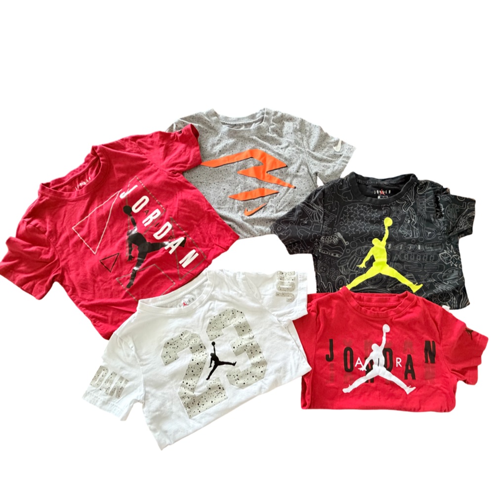Jordan Assorted Graphic T-Shirts in Red, White, Gray, and Black - boys Medium